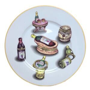 Limoges French France Wine Themed Dinner Plate 1996 10.25 In I Godinger